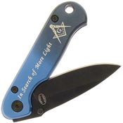 Frost 16818MAS Masonic Bandit Blue Drop Point Linerlock Folding Pocket Knife