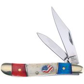 Frost SW107RWB Folding Pocket Knife Little Peanut Red White Blue with Bone Handle