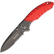 Miscellaneous 4361 Assisted Opening Drop Point Linerlock Folding Pocket Knife with Red Aluminum Handle