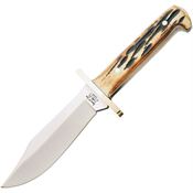 Bear & Son 50012 Baby Bowie Fixed Clip Point Blade Knife with India Stag Bone Handle