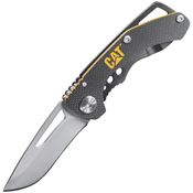 Caterpillar 980010 Drop Point Satin Finish Linerlock Folding Pocket Knife with Black G-10 Front and Stainless Back Handle