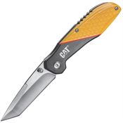 Caterpillar 980047 Tanto Point Linerlock Folding Pocket Knife with Aluminum Yellow and Black Handle