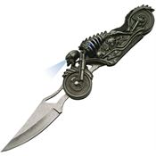 China Made 211410 Skull Rider LED Linerlock Folding Pocket Knife