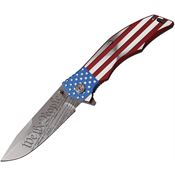 MTech XA849CL Flag Assisted Opening Drop Point Linerlock Folding Pocket Knife