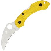 Spyderco 28SYL2HB Dragonfly 2 Salt Lockback Folding Pocket Knife with Yellow Textured FRN Handle