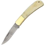 Damascus 1167 Lockback White Bone Linerlock Folding Pocket Knife