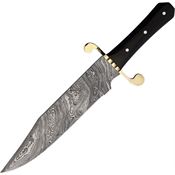 Frost JRS005DBH Bowie Fixed Damascus Steel Clip Point Blade Knife with Buffalo Horn Handle