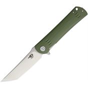 Bestech G06B1 Kendo Tanto Point Satin Finish Blade Linerlock Folding Pocket Knife with Green G-10 Handle