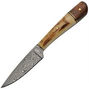 Damascus 1176 Fixed Blade Knife with Stag Bone and Rosewood Handle