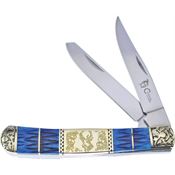 Frost CSW236DB Trapper Folding Pocket Knife with Blue Jigged Bone Handle