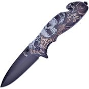 Frost FC32SK Skull Assisted Opening Linerlock Folding Pocket Clip Blade Knife with Aluminum Handle