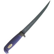 Marttiini 836017T Martef Fillet Fixed Blade Knife with Blue Textured Rubber Handle