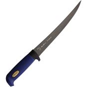 Marttiini 846014T Martef Fillet Knife with Blue Textured Rubber Handle and Leather Sheath
