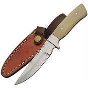 Pakistan 3369 Skinner Fixed Blade Knife with White Smooth Bone Handle