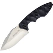 Defcon 004 Hydra D2 Satin Fixed Blade Knife with Black Sculpted G10 Handle