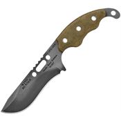 TOPS WDR01 Wind Runner Black River Wash Fixed Blade Knife with Green Canvas Micarta Handle