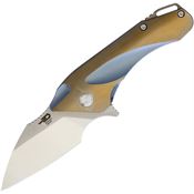 Bestech T1711B 1711 Titanium Framelock with Blue and Gold Anodized Titanium Handle