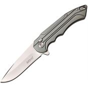 MTech 1022GY Button Lock Folding Knife with Gray Aluminum Handle