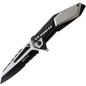 MTech A1011GY Linerlock Assisted Opening Folding Knife with Black and Silver Aluminum Handle