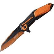 MTech A1011OR Linerlock Assisted Opening Folding Knife Black and Orange Aluminum Handle