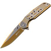 MTech A1019GD Framelock Assisted Opening Folding Knife with Gold Stainless Handle