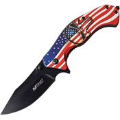 MTech A1025A American Flag Linerlock Assisted Opening Folding Knife with Aluminum Handle