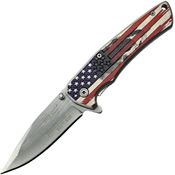 MTech A1027P American Flag Framelock Assisted Opening Folding Knife with Aluminum Handle