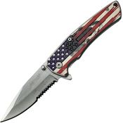 MTech A1027S American Flag Framelock Assisted Opening Folding Knife with Aluminum Handle