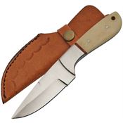 Pakistan 3392 Hunter Brass Bolsters Knife with White Smooth Bone Handle