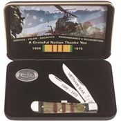 Case 22040 Vietnam War Trapper Knife with Red Color Wash Handle Gift Set