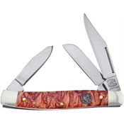 Frost CR504WR Crowing Rooster Stockman Whiskey River Knife with Red Resin Handle