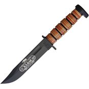 Ka-Bar 9193 120th Anniversary Fixed Black Finish Knife with Stacked Leather Handle