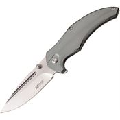 MTech 1035GY Linerlock Stainless Drop Point Blade Knife with Gray Aluminum Handle