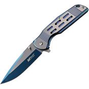 MTech A1019BL Framelock Two-Tone Finish Assisted Opening Knife with Blue and Silver Stainless Handle