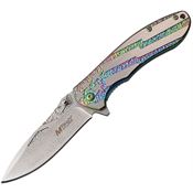 MTech A1023ARB Framelock Stonewash Finish Assisted Opening Knife with Spectrum TiNi Finish Stainless American flag Handle