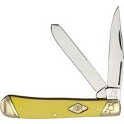 Rough Rider 1731 Trapper Classic Carbon Mirror Finish Clip and Spey Blade with Yellow Smooth Synthetic Handle