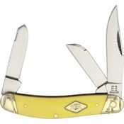 Rough Rider 1733 Sowbelly Mirror finish clip, Sheepsfoot, Spey Blade with Yellow Smooth Synthetic Handle