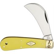 Rough Rider 1734 Hawkbill Mirror Finish Carbon Steel Hawkbill Blade with Yellow Smooth Synthetic Handle