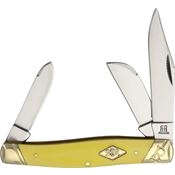 Rough Rider 1740 Stockman Mirror Finish Clip, Sheepsfoot, Spey Blade with Yellow Smooth Synthetic Handle