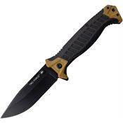 Tac Force 981TN Linerlock Assisted Opening Black finish Stainless Knife with Black and Tan FRN handle