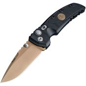 SIG Knives 36170 EX-01 Emperor Dark Earth Scorpion Button Folding Knife Black Handles