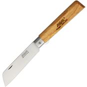 MAM 2041A Linerlock German Stainless Sheepsfoot Blade Knife with Oak Wood Handle