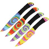 Wild Boar 1023 Tie Dye Throwing Stainless Finish Knife with Black Cord Wrapped Handle