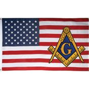 Flags 7277 3' x 5' USA Mason Flag with Polyester Construction