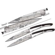 Deejo 043 The Kiss Duo Blade Tattoos Knife Set with Black Grenadilla Wood Front and Stainless Back Handle