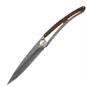 Deejo 1DB007 Damascus Framelock Knife with Snakewood Front and Damascus Steel Back Handle