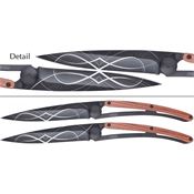 Deejo 1GB280 Duo Infinity Set 37g Knife with Coralwood Front and Black Finish Stainless Back Handle