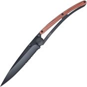 Deejo 1GB505 Linerlock 37g Black Knife with Padauk Wood Front and Black Finish Stainless Back Handle
