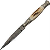 Damascus 1178 Slim Fixed Blade Knife with Stag Bone Handle