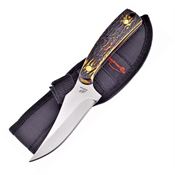 Frost OC534SBR Skinner Stag Bone Resin Knife with Imitation Stag Handle